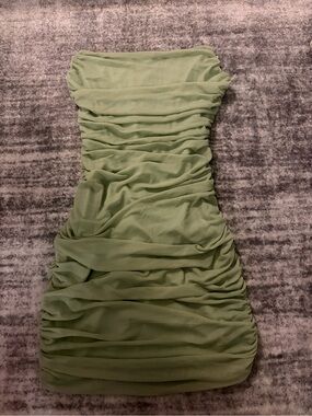 Monarch Strapless Ruched Olive Green Women’s Dress